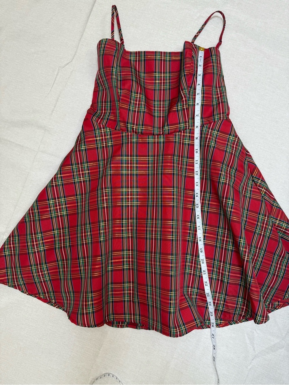 Altar’d State Red Plaid Bow Back Holiday Fit & Flare Dress Small EUC - Picture 3 of 9